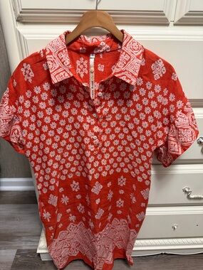 Uncle Frank Orange Floral Print Ruffle Sleeve Linen Dress